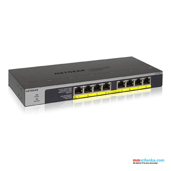 NETGEAR GS108LP 8-Port Gigabit Ethernet Unmanaged PoE Switch